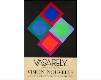 1960s French Exhibition poster - Vasarely, Kanta et Iboya, Vision Nouvelle