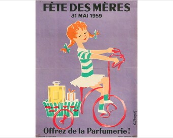 1959 French Fragrance Advertisement, Fête des Mères (Mother’s day), “Offrez de la Parfumerie!”, (Buy her Perfume!)