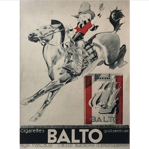 1932 French Tobacco Poster, Balto Cigarettes