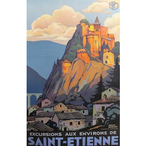 1930s Original French Art Deco Travel Poster, Saint-Etienne (Village de Cornillon)