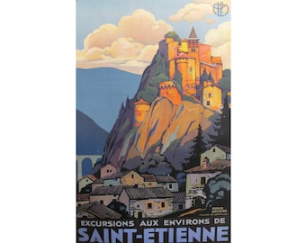 1930s Original French Art Deco Travel Poster, Saint-Etienne (Village de Cornillon)