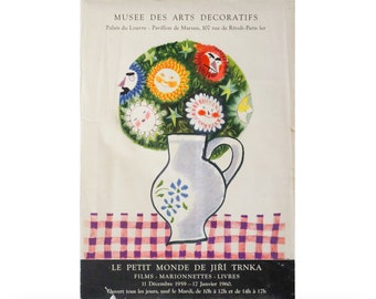 1960 French Exhibition Poster, Musee Des Arts Decoratifs, Le Petit Monde de Jirí Trnka