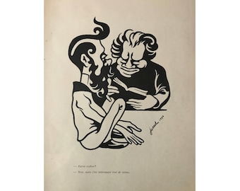 1896 Hoja Art Nouveau Francesa Original, Mince de Trognes!!! Est-ce cochon?