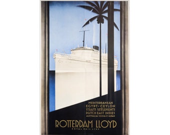 1931 Dutch Shipping Poster, Royal Rotterdam Lloyd (Modern Re-Issue)