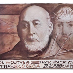 1983 Originales polnisches Theaterplakat, Göre Naszego Boga (Unseres Gottes Bruder) - Starowieyski (Horizontal)