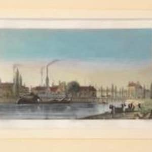 1830 Original britische Gravuren, Landhaus + Wasserszene (2er Set)
