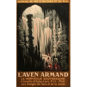 1930s Original French Railway Travel Poster, L&#39;Aven Armand (Chemin de fer d&#39;Orleans et du Midi)