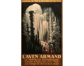1930s Original French Railway Travel Poster, L'Aven Armand (Chemin de fer d'Orleans et du Midi)