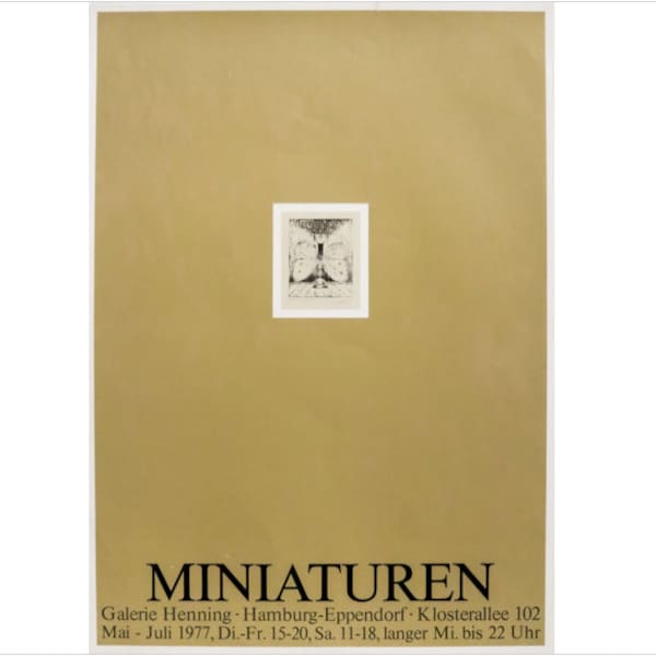 1977 German exhibition poster, Miniaturen, Galerie Henning (serigraphy)