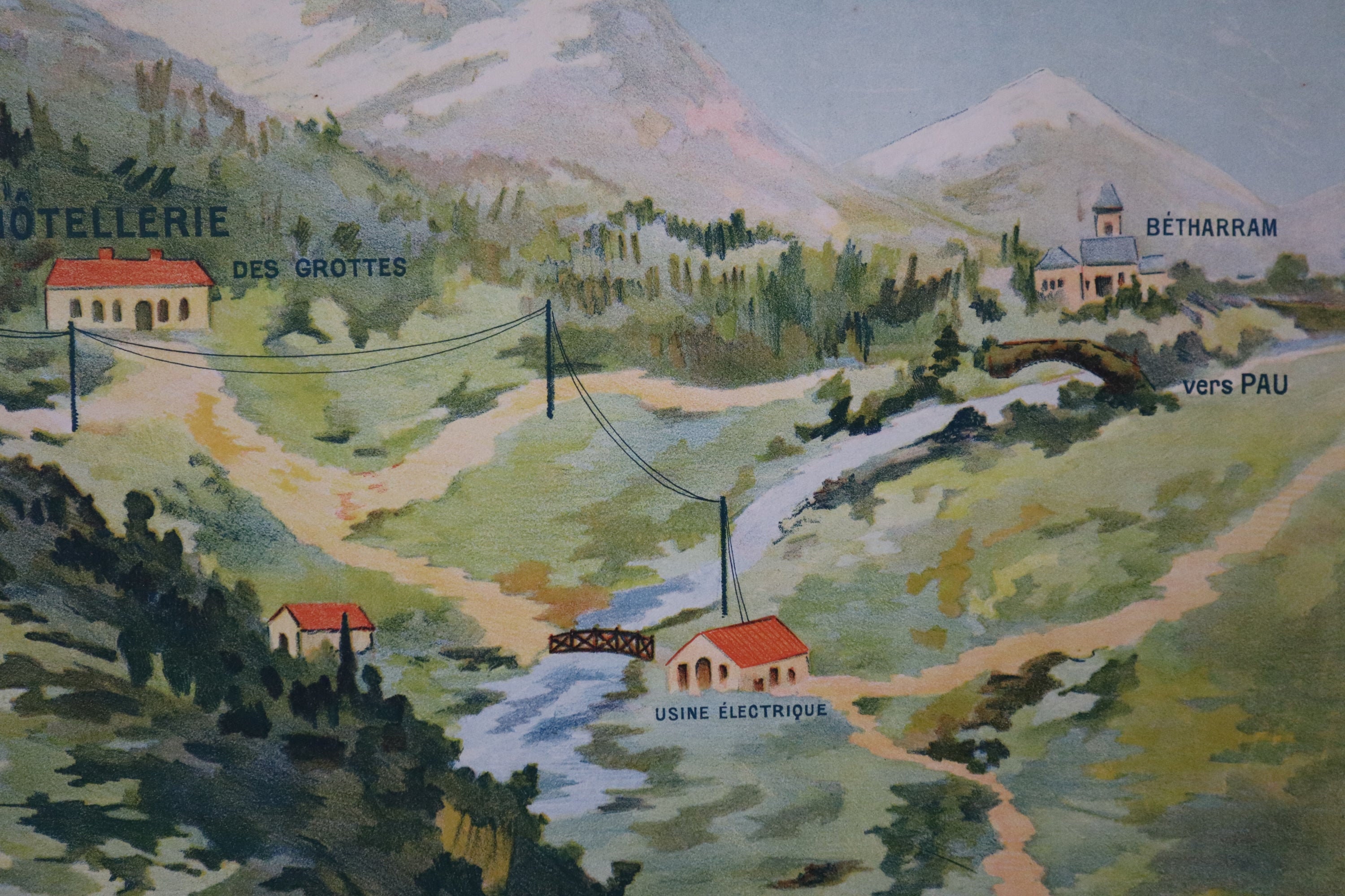 1920s Original French Travel Poster, Merveille des Pyrenees, Entre Pau ...