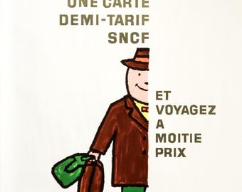 1976 年フランス旅行ポスター「SNCF Demi-Tarif」（サヴィニャック