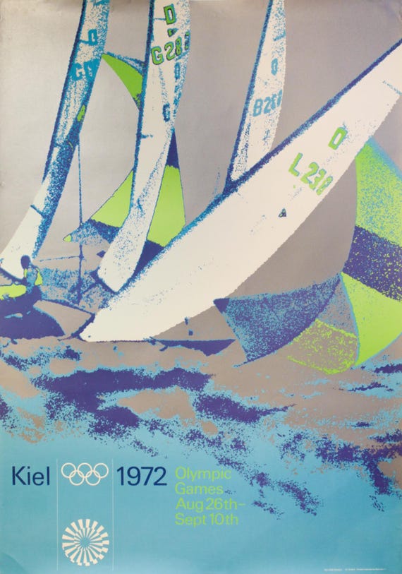 1972 Munich Olympics Poster, Yachting/sailing (large) - Otl Aicher