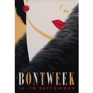 1950s Dutch Fashion Poster, Bontweek (Fur Week)