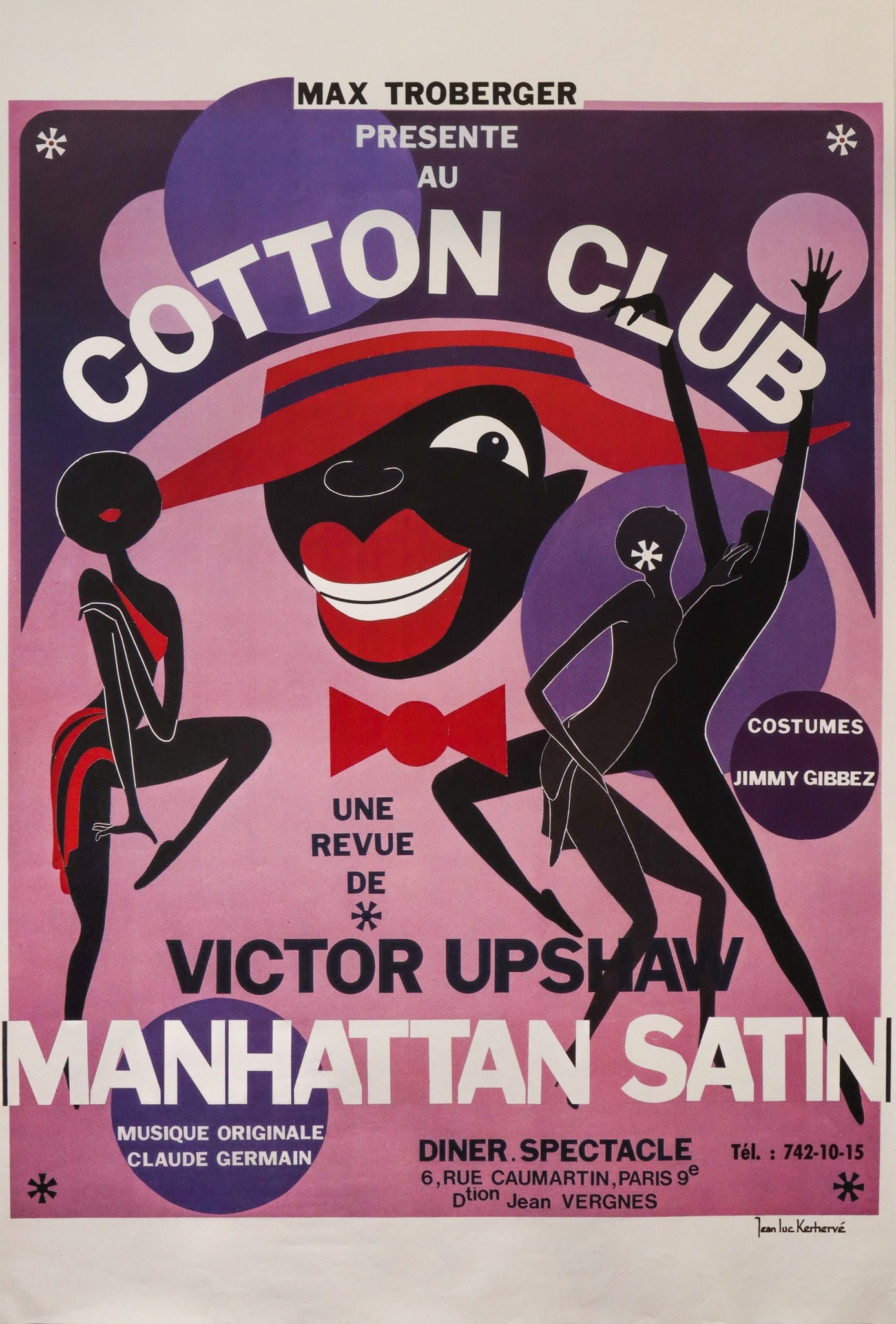 1980s Original French Cabaret Poster, Cotton Club, Manhattan Satin