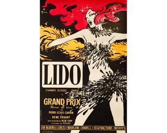 1960s Vintage French Cancan Poster, Lido "Gala Revue" - Rene Gruau