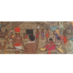 1940 American Scholastic Poster, Brazilian Panel Poster - Indians of Brazil