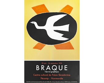 1990 French Georges Braque Exhibition Poster, L'Oeuvre Graphique