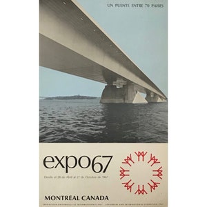 1967 Montreal Vintage Poster, Expo 67, Bridge to 70 Countries (Spanish)