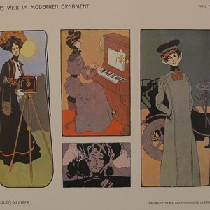 1902 Original German Poster, Das Weib Im Modernen Ornament, Plate 7 - Klinger