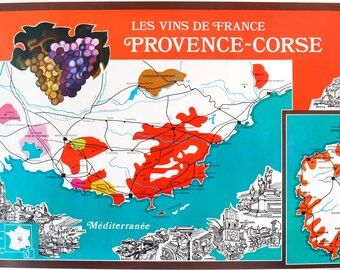 1960s Original French Alcohol Poster, Vignobles de France - SOPEXA, Comité National des Vins de France, Provence-Corse