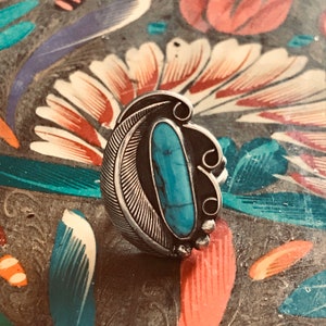 Turquoise + Feather Ring