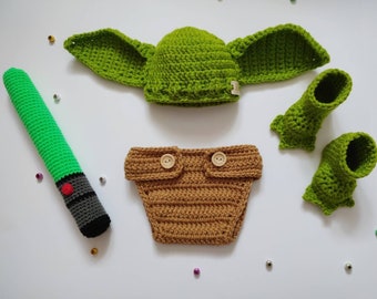 Crochet Baby Yoda Inspired Outfit / crochet costume / star wars inspired Yoda outfit / baby Yoda costume / star wars inspired costume / gift