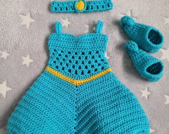 Crochet Baby Jasmine Outfit /  Costume / Gift Inspired Aladdin Princess Jasmine /Baby  Halloween outfit / Photography Prop / Birthday Gift