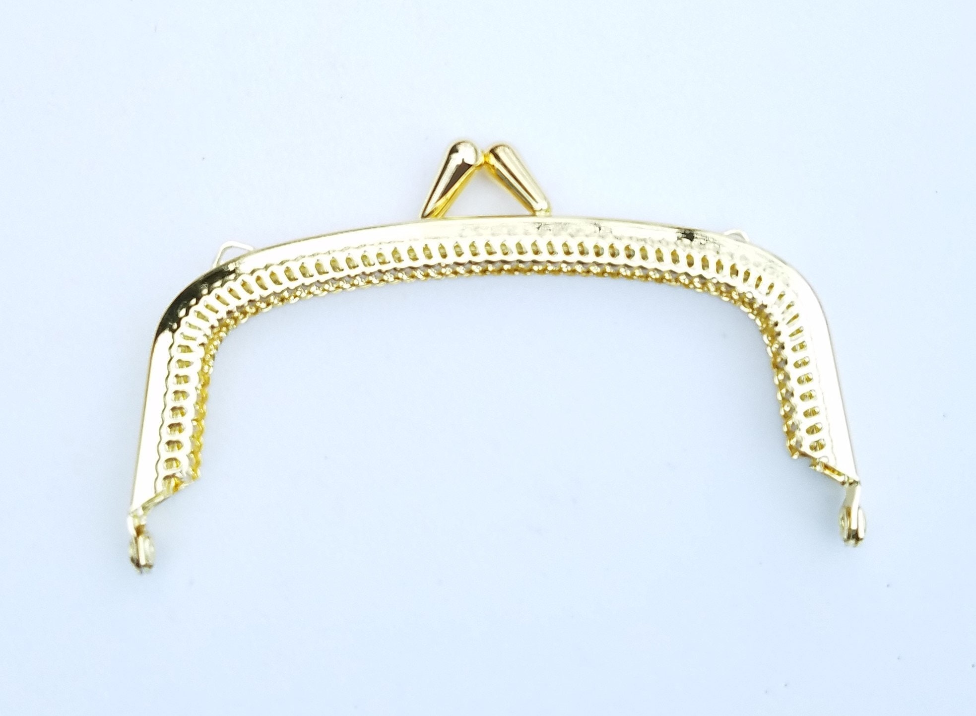Purse Frame, Metal, Gold Color, Medium Size With Sew Holes Purse Frame, Metal, Gold Color, Medium Size With Sew Holes