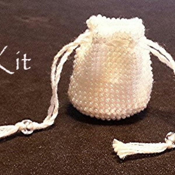 Kit for a Tiny Doll Purse, Amulet Bag, Ornament with Bead Crochet Technique