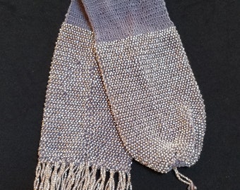 The "Fairhaven" miser purse, bead knit, handmade replica of antique purse style