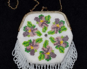 The Violetta, a bead knit, vintage replica Dutch style purse with purse frame