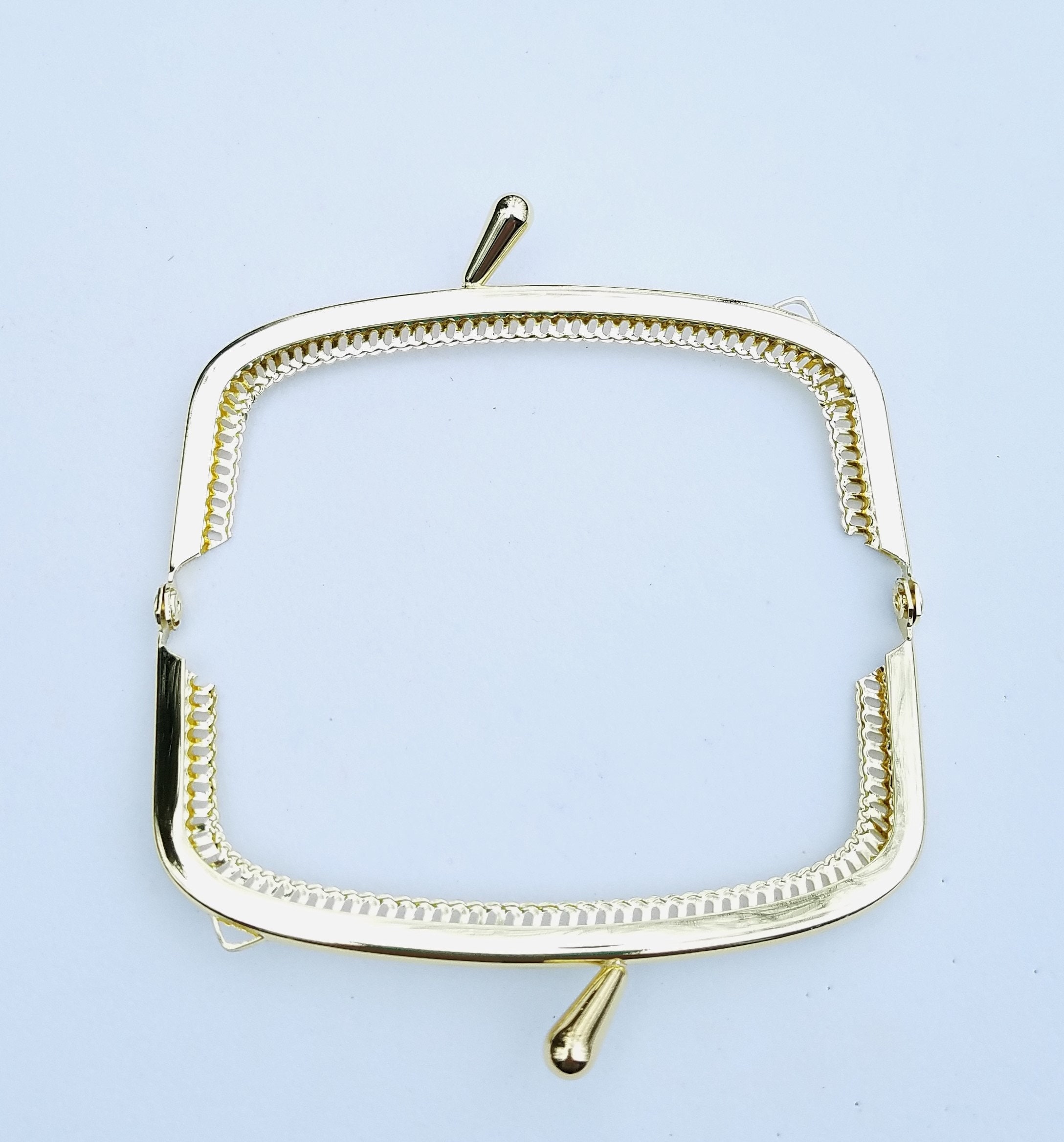 Purse Frame, Metal, Gold Color, Medium Size With Sew Holes Purse Frame, Metal, Gold Color, Medium Size With Sew Holes