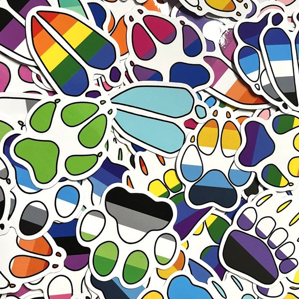 Pride Flag Paw Stickers