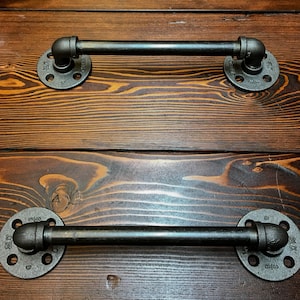 Black Iron Pipe Door Handle - Sliding Door Pull - Industrial Metal Drawer Handle