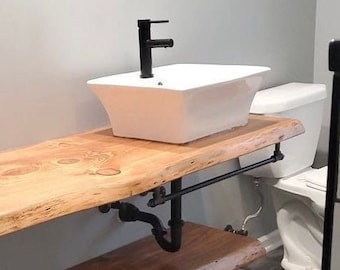 Wood Vanity for Basin Sink - Wall Mounted Floating Vanity - Walnut Floating Sink Vanity Love Edge