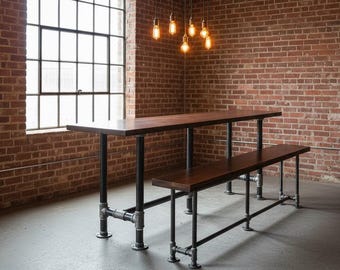Walnut Bar Table, Slab Table, Counter Dining Set, Rustic Wood Table