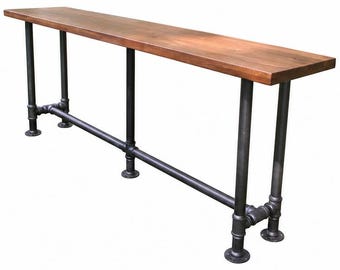 The Foundry Table -  Industrial Bar Table - Solid Walnut Table