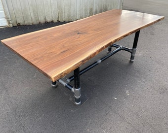 Custom Walnut Bar Table, Custom Size Table with an Steel Base