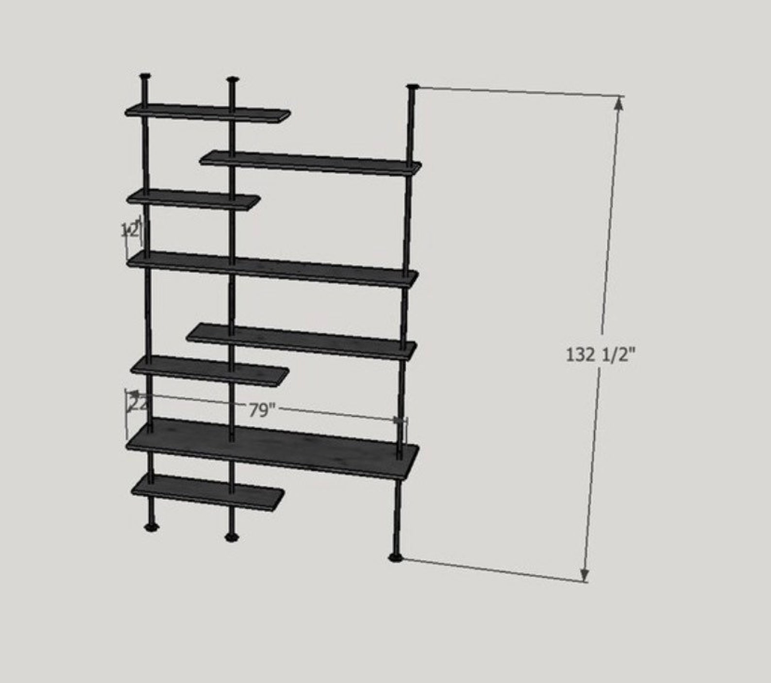 Large Pipe Bookshelf Reclaimed Wood Bookshelf Asymmetrical Etsy
