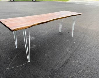 Walnut Tapered Wood Leg Modern Dining Table, Drop Leaf Table, Folding Table with Leaf, Walnut Danish Modern Table, Scandinavian Table