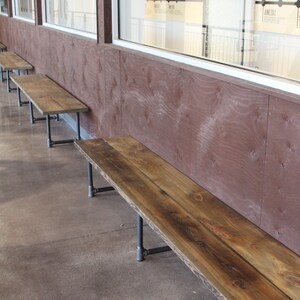 Reclaimed Wood Entry Bench – Farmhouse Style, Iron Legs bild 5