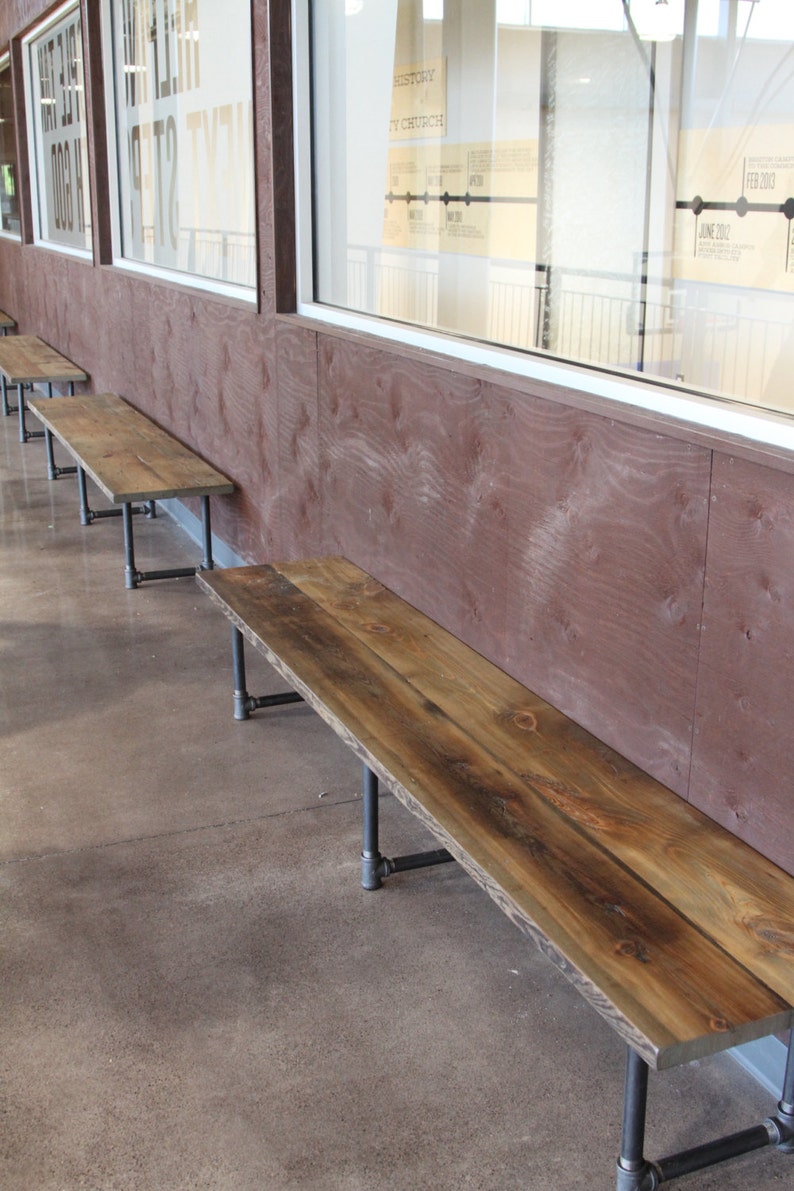 Reclaimed Wood Entry Bench – Farmhouse Style, Iron Legs bild 5