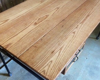 Reclaimed Wood Industrial Desk: Rustic Modern Standing Desk
