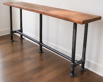 The Foundry Table Reclaimed Bar Table Solid American Black Walnut Bar Table Pub Table Conference Table Walnut Table Walnut Desk Live Edge
