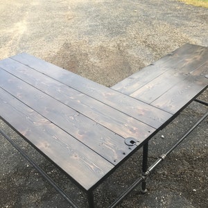 L Desk, Wood and Metal Desk, Reclaimed Wood Corner Desk, L shape desk, Office Desk Custom