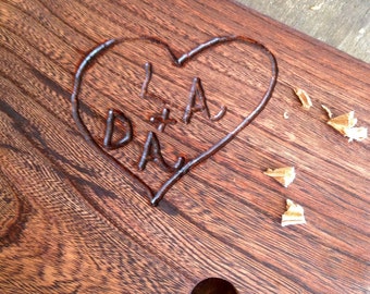 Personalized Hand Engraved Heart, Custom Initial Anniversary Gift