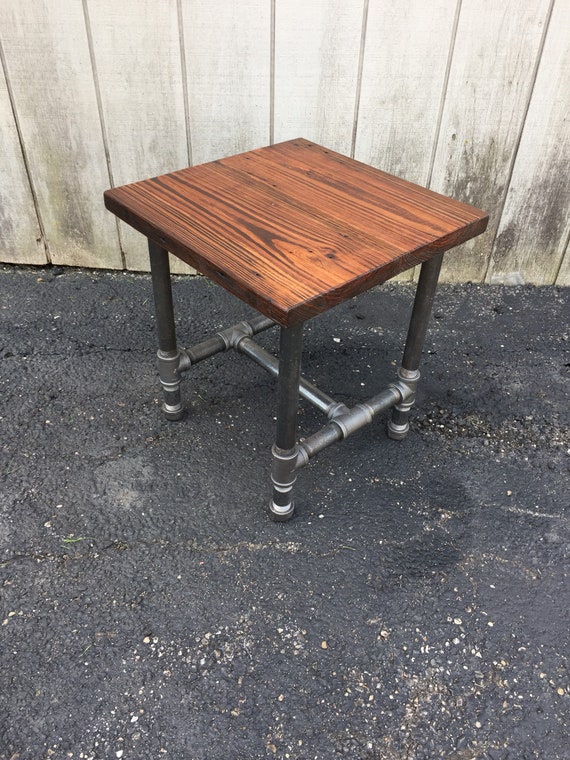The Perfect Side Table Reclaimed Wood Side Table Rustic Black Pipe