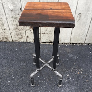 Industrial Bar Stool. Rustic Reclaimed Wood Stool with Back Reclaimed Wood Barstool