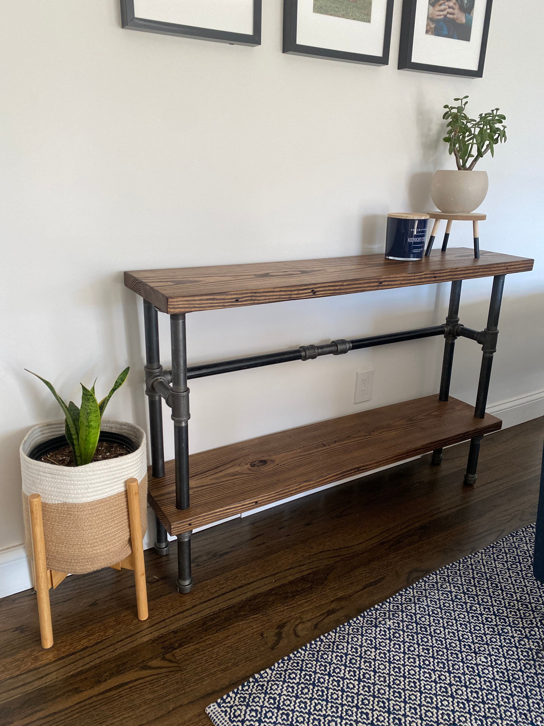 Industrial pipe sofa table deals