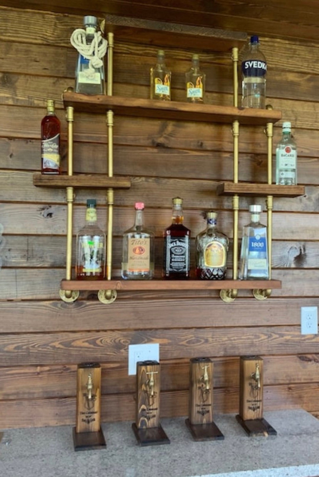 Copper Pipe Bookshelf Gold Metal Bar Shelf Wood Wall Mount Brass Bookshelf Wall Ceiling Bar